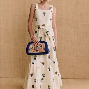 Sézane Floral Embroidered Cream Maxi Skirt